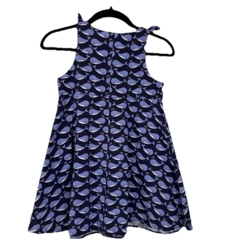 Gymboree Whale Print Dress Girls Size 5 Navy Blue Cotton Sleeveless Vintage 2003